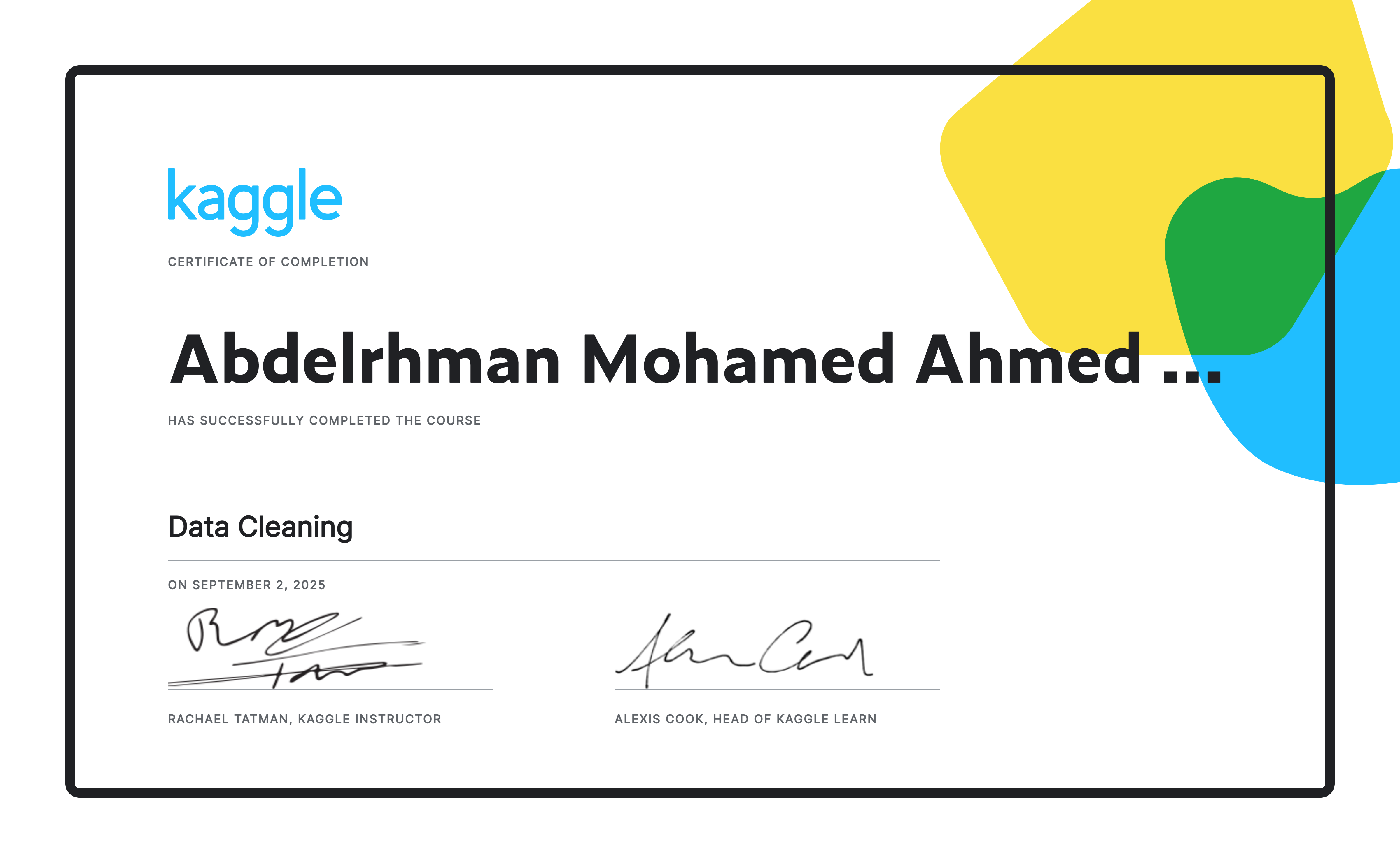 Data Cleaning Certificate